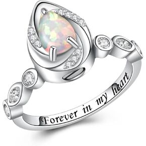 Jinlou Sterling Silver Teardrop Opal Urn Ring for Ashes Cremation Rings Memorial Jewelry for Women for Ashes of Loved Ones in Kuwait