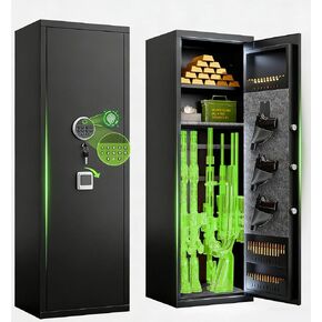 8-12 Fingerprint Gun safes, Rifle Safe, Use Immediately Gun Safes for Home Rifle and Pistols, Long Gun Safe for Rifle Shotgun for Home,Quick Access Rifle Safes, Adjustable Shelves in Kuwait