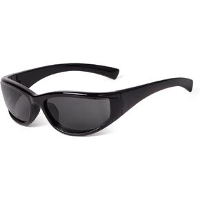 Y2K Wrap Around Sunglasses for Women Men, Rave Festival Hollow-out Lens Thick Frame Futuristic Shades UV Protection in Kuwait