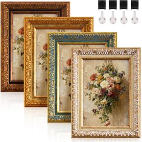 4 مجموعات من إطارات الصور العتيقة مقاس 5 × 7 بوصة، إطار صور عتيق مزخرف مع غطاء بلاستيكي عالي الدقة للجدار أو سطح الطاولة، متعدد الألوان in Kuwait
