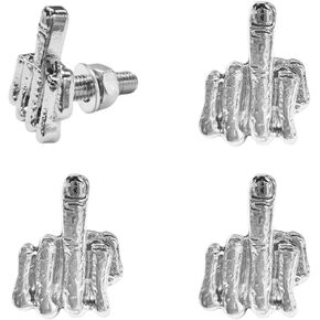 4PCS License Plate Bolts, Finger Style Stainless Steel Car Tag Frame Screw Fasteners Kit, Cool Funny Screws Nuts Caps for Truck SUV Motorcycle Licence Plate Windshield Trim (Black) in Kuwait