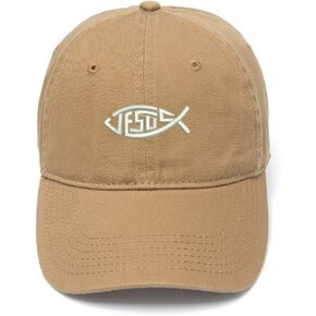 قبعة بيسبول رجالي مطرزة على شكل سمكة يسوع المسيحية من القطن المغسول in Kuwait