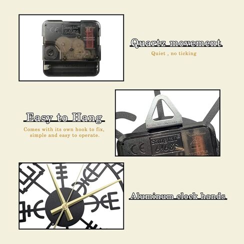 Viking Decor Wall Clock 13.6x13.6 Inches, Norse Pagan Decorative Clocks for Walls,Viking Gifts for Men, Nordic Wall Clocks for Living Room Decor, Black in Kuwait