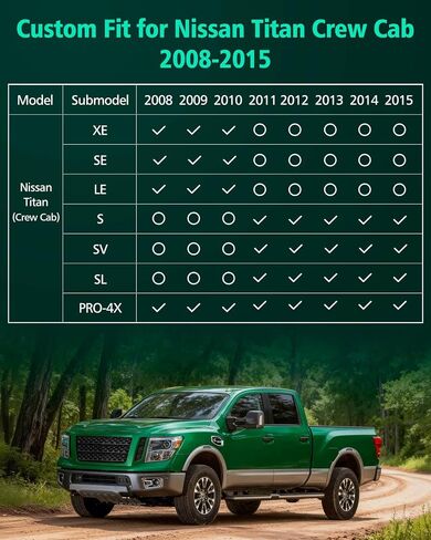 Car Floor Mats for Nissan Titan: 2008-2015 Crew Cab(Not for King Cab), All Weather Protection Truck Accessories for Titan 2009 2010 2011 2012 2013 2014, Black TPE Rubber Front Rear Floor Liner Set in Kuwait