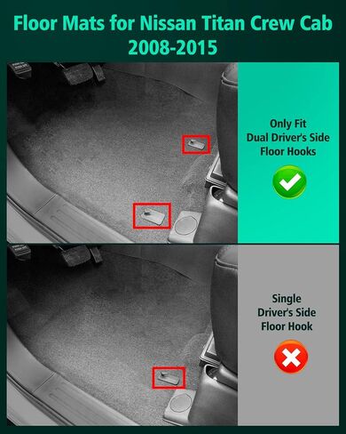Car Floor Mats for Nissan Titan: 2008-2015 Crew Cab(Not for King Cab), All Weather Protection Truck Accessories for Titan 2009 2010 2011 2012 2013 2014, Black TPE Rubber Front Rear Floor Liner Set in Kuwait