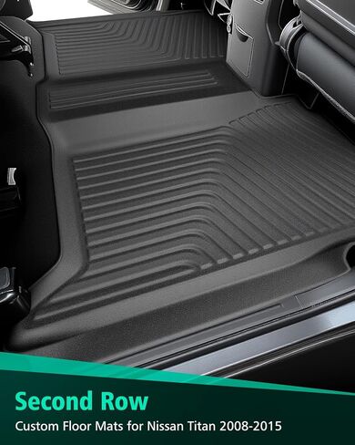 Car Floor Mats for Nissan Titan: 2008-2015 Crew Cab(Not for King Cab), All Weather Protection Truck Accessories for Titan 2009 2010 2011 2012 2013 2014, Black TPE Rubber Front Rear Floor Liner Set in Kuwait