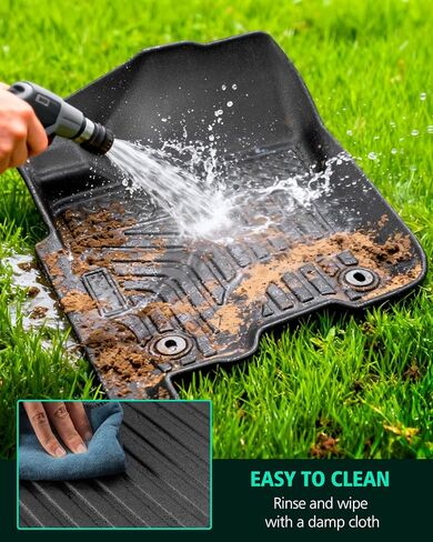 Car Floor Mats for Nissan Titan: 2008-2015 Crew Cab(Not for King Cab), All Weather Protection Truck Accessories for Titan 2009 2010 2011 2012 2013 2014, Black TPE Rubber Front Rear Floor Liner Set in Kuwait