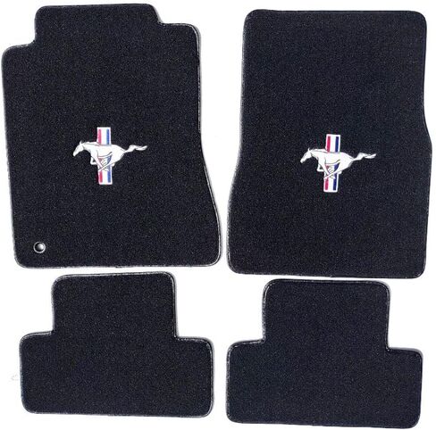 ACC Mats Compatible with 2005-2009 Ford Mustang - 4 PC Black Carpet Floor Mat Set w/Pony Tri-Bar Logo on Front Mats in Kuwait