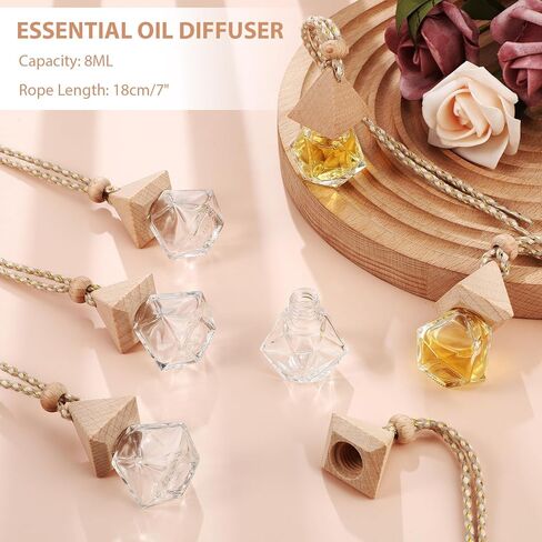 50 قطعة من Demissle معطر هواء معلق للسيارة، زجاجات ناشرة العطور الزجاجية الفارغة، زجاجات ناشرة للزيوت العطرية، زخرفة زجاجة العلاج العطري (الماس والمثلث) in Saudi Arabia