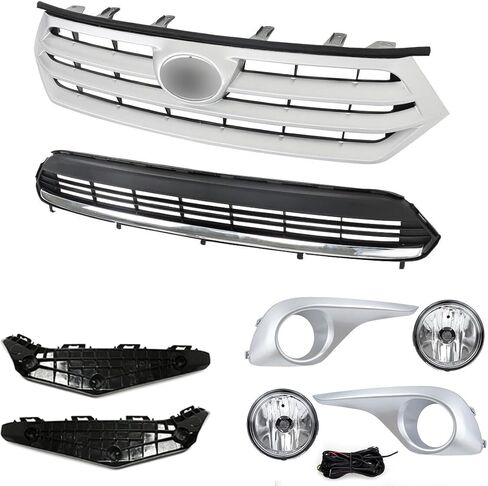 11PC Bumper Grille+Fog Light Fit For T0y0ta Highlander 2011 2012 2013 Upper+Lower Grill Fog lamp Retainer Bracket in Kuwait