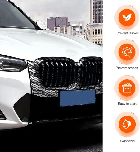 2 PCS Car Grille Protection Net, High-Density Car Tank Front Radiator Guard Mesh with Hook, 29.5" x 43.3" Dustproof Engine Filter Net, Universal for Most Cars in Kuwait