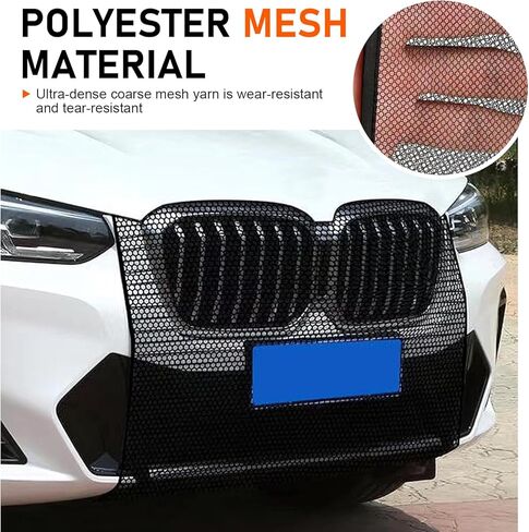 2 PCS Car Grille Protection Net, High-Density Car Tank Front Radiator Guard Mesh with Hook, 29.5" x 43.3" Dustproof Engine Filter Net, Universal for Most Cars in Kuwait