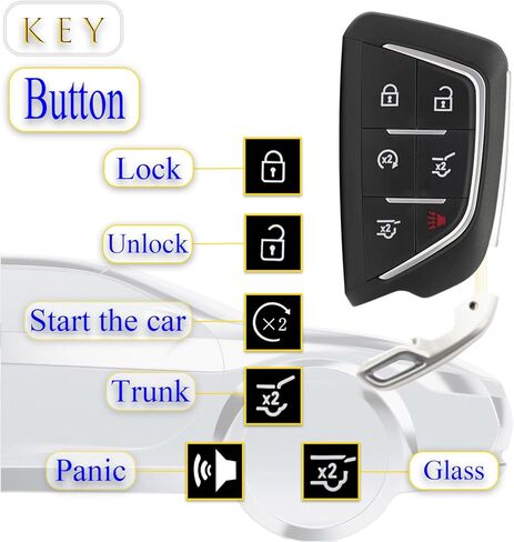 Key fob Replacement fits for Cadillac Escalade 2021-2024 Smart Car Keyless Entry Remote Control YGOG20TB1 433MHz 13541571 13546300 in Kuwait