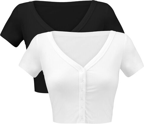 سترة نسائية قصيرة بأزرار لأعلى، سترة مضلعة برقبة على شكل حرف V لملابس الصيف والربيع in Kuwait