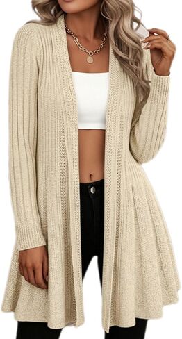 Long Draped Ribbed Peplum Cardigans for Women 2025, Open Front Long Sleeve Knit Sweater, Fall Sweaters for Women Trendy in Kuwait