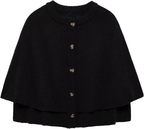 SEMATOMALA Womens Cropped Cape Cardigan Button Up Crew Neck Short Jacket Shawl Poncho Knit Sweater Coat in Saudi Arabia