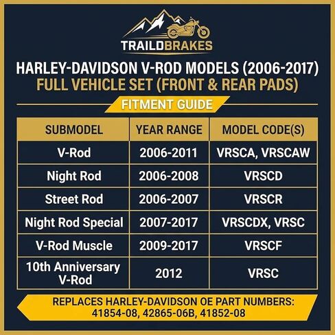 Traild Harley-Davidson V-Rod Ceramic Brake Pads 2006-2017 VRSCA VRSCD VRSCF Night Rod Muscle Street Rod VROD V Rod VRSC Front & Rear Complete Set in Saudi Arabia