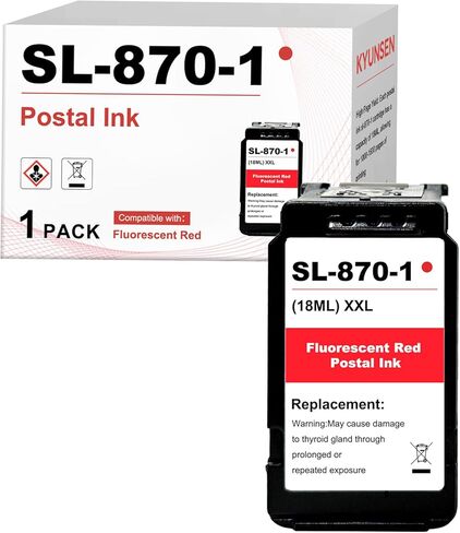 خرطوشة حبر حمراء SL-870-1 خرطوشة حبر حمراء فلورية متوافقة مع SL870-1 لاستبدال Pitney Bowes الجديدة لآلات البريد SendPro Mailstation الجديدة (CSD1) عبوتان (18 مل * 2) in Saudi Arabia