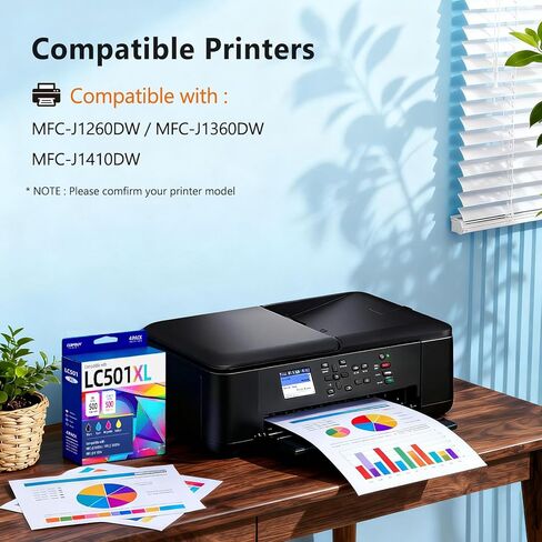 خراطيش حبر COMBUY LC501XL LC501 عالية الإنتاجية متوافقة مع خراطيش حبر Brother LC501 LC 501 LC501XL LC 501XL تعمل مع طابعة Brother MFCJ1360dw MFC-J1360DW MFC-J1410DW MFC-J1260W (4 عبوات) in Kuwait
