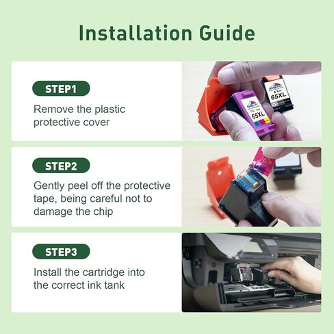 خرطوشة حبر KINGWAY 65XL باللون الأسود واللون مجموعة بديلة لخراطيش الحبر HP 65 65XL تعمل لطابعات HP DeskJet 3755 3772 3700 3752 3722 2600 2622 Envy 5055 5000 5070 5052 (عبوتان) in Kuwait