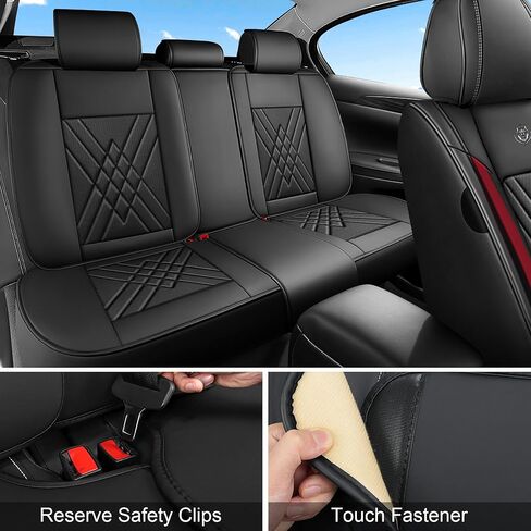 Seat Covers Full Set Fit for Kia Soul 2010-2026, Full Coverage Waterproof Leather Seat Cover for Car, Non-Slip Car Seat Cushion (Black&Red) in Saudi Arabia