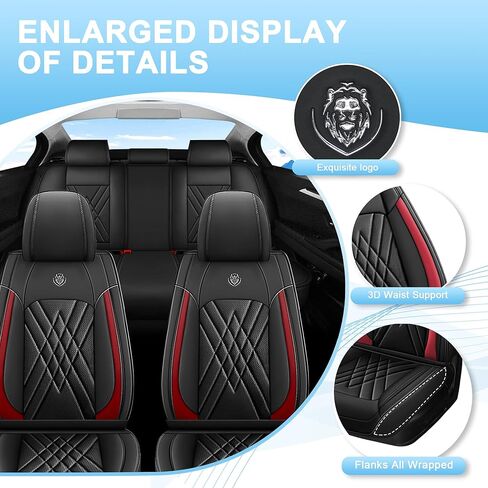 Seat Covers Full Set Fit for Kia Soul 2010-2026, Full Coverage Waterproof Leather Seat Cover for Car, Non-Slip Car Seat Cushion (Black&Red) in Saudi Arabia