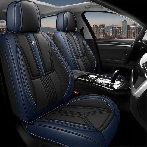 Arazi Car Seat Covers Full Set for BMW X1 2013-2026, Nappa Leather Seat Cover Full Coverage Waterproof Seat Protectors (Black&Blue,5 Seats Standard) in Saudi Arabia