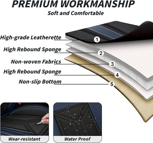 Arazi Car Seat Covers Full Set for BMW X1 2013-2026, Nappa Leather Seat Cover Full Coverage Waterproof Seat Protectors (Black&Blue,5 Seats Standard) in Saudi Arabia