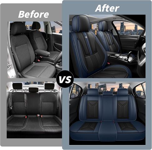 Arazi Car Seat Covers Full Set for BMW X1 2013-2026, Nappa Leather Seat Cover Full Coverage Waterproof Seat Protectors (Black&Blue,5 Seats Standard) in Saudi Arabia