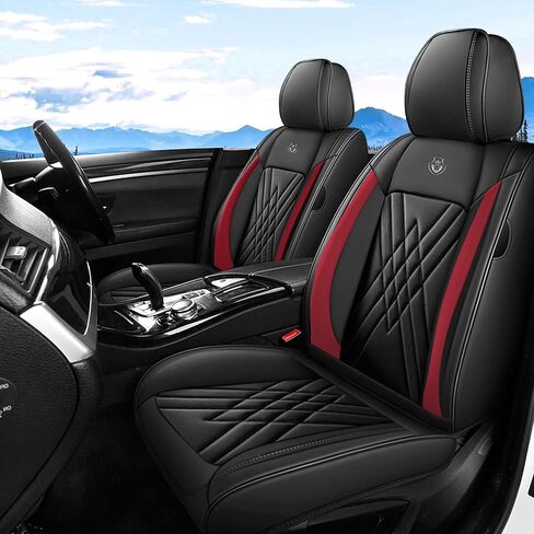 Seat Covers Full Set Fit for Kia Soul 2010-2026, Full Coverage Waterproof Leather Seat Cover for Car, Non-Slip Car Seat Cushion (Black&Red) in Saudi Arabia