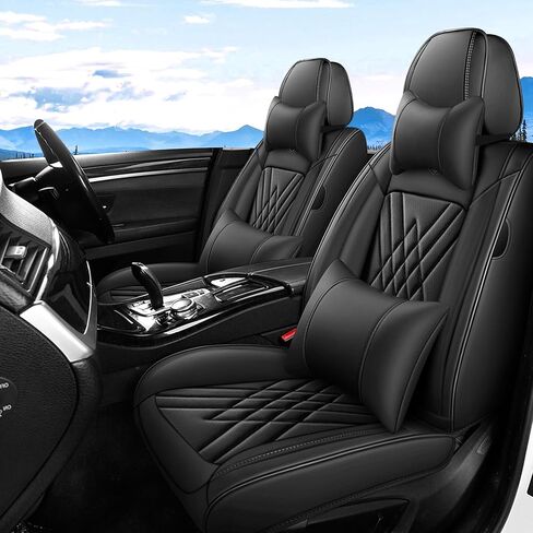 Seat Covers Full Set Fit for Kia Soul 2010-2026, Full Coverage Waterproof Leather Seat Cover for Car, Non-Slip Car Seat Cushion (Black&Red) in Saudi Arabia