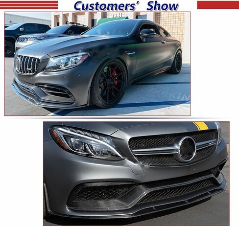 W205 C63 ألياف الكربون الجبهة الوفير الشفاه يناسب لمرسيدس بنز C الفئة C205 C63 AMG 2 باب 2015-2018 المصد الأمامي الشفة السفلية الذقن المفسد الفاصل الستارة حامي 3 قطعة/المجموعة in Saudi Arabia