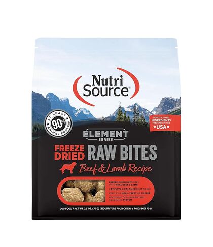 NutriSource Element Series قطع الدجاج والبط النيئة المجففة بالتجميد، 2.5 أونصة (عبوة من قطعة واحدة) in Saudi Arabia