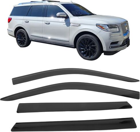 IKON MOTORSPORTS Tape on Low Profile Window Visors, Compatible with 2018-2025 Ford Expedition & Lincoln Navigator, Acrylic Smoke/Tinted Rain Guards, Side Window Wind Deflectors 4PCS in Saudi Arabia