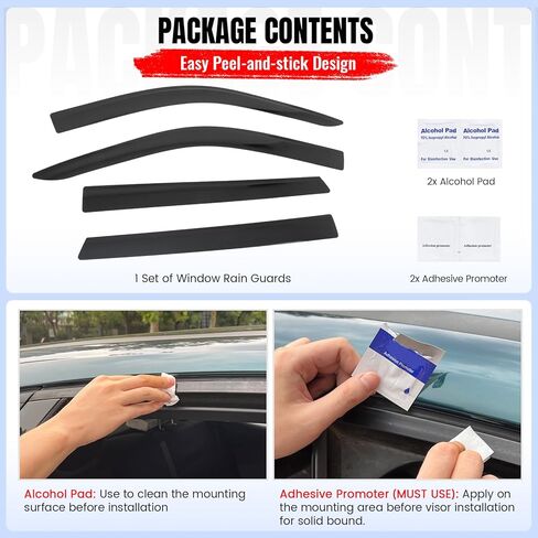 IKON MOTORSPORTS Tape on Low Profile Window Visors, Compatible with 2018-2025 Ford Expedition & Lincoln Navigator, Acrylic Smoke/Tinted Rain Guards, Side Window Wind Deflectors 4PCS in Saudi Arabia