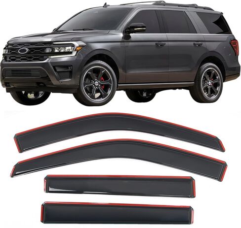 IKON MOTORSPORTS in Channel Window Visors Compatible with 2018-2025 Ford Expedition & Lincoln Navigator, Slim Style Acrylic Smoke Rain Guards, Side Window Wind Deflectors 4PCS in Saudi Arabia