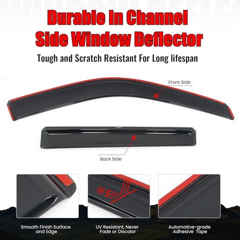 IKON MOTORSPORTS in Channel Window Visors Compatible with 2018-2025 Ford Expedition & Lincoln Navigator, Slim Style Acrylic Smoke Rain Guards, Side Window Wind Deflectors 4PCS in Saudi Arabia