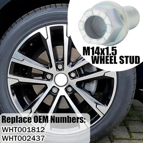 6 قطع من براغي العجلات، WHT001812 M14x1.5 عجلات العروة مسامير العجلة ومسامير العروة لمقعد الكرة من سبائك الصلب 27 مم طول الساق الكروم استبدال مسامير المسامير مع صواميل لسيارة أودي سيات سكودا فولكس فاجن in Kuwait