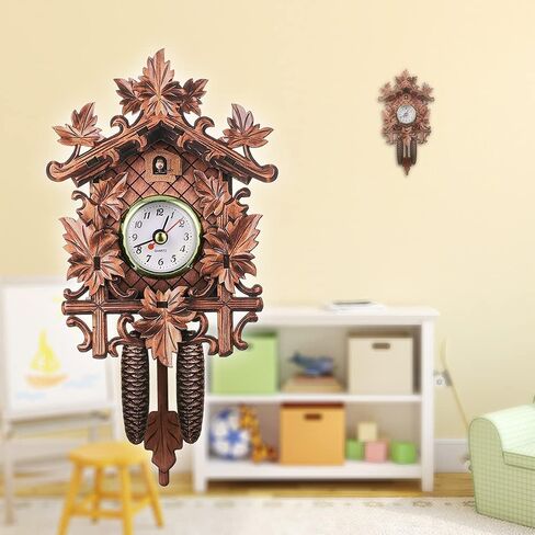 Wood Wall Clock,Cuckoo Wall Clock Bird Wood ing Decorations for Home Cafe Restaurant Art Vintage Chic Swing Living Room Style 3 in Kuwait