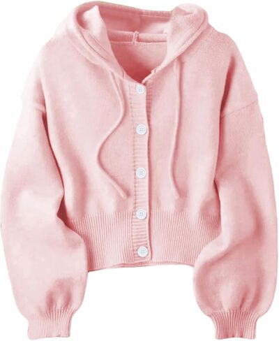 GORGLITTER Women's Button Up Hooded Cardigan Knit Sweater Cute Cozy Long Sleeve Chunky Cardigan Sweaters Jackets Trendy in Saudi Arabia