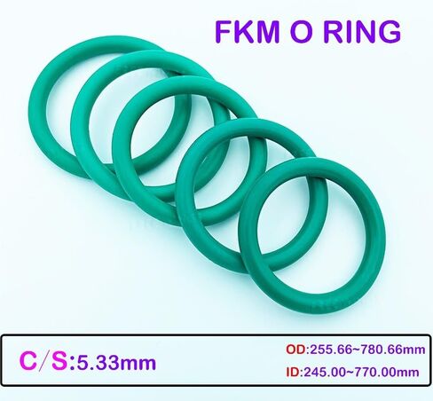 10PCS Green FKM O ring Seal CS5.33mm Thickness OD255.66mm~780.66mm Oil resistant acid and alkali sealing Gasket o-ring(OD255.66mm(2pcs)) in Saudi Arabia