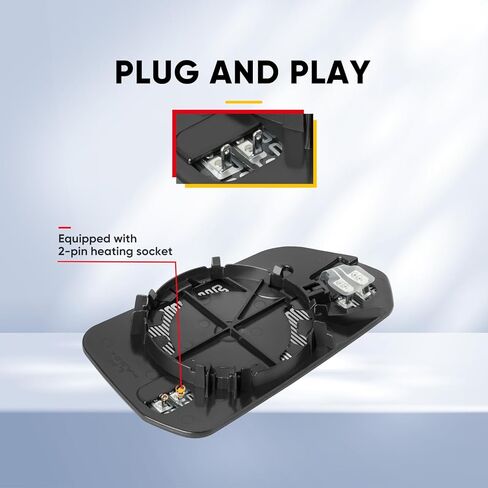 Compatible with Ford Mustang Driver Side Mirror, 2015 2016 2017 2018 2019 2020, Left Side Mirrors Replacement Glass with Backing Plate, Power Heated in Kuwait