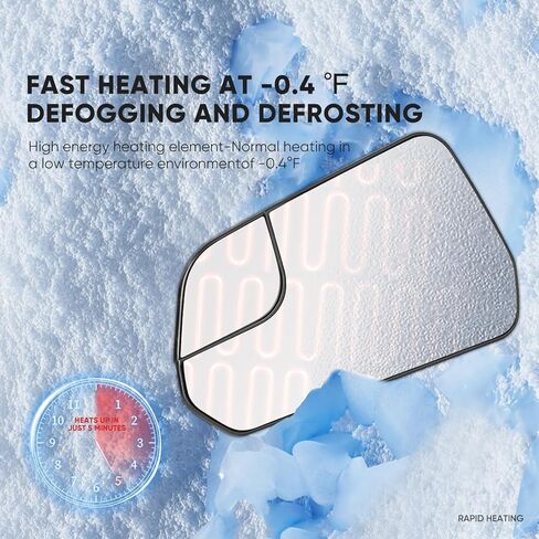 Compatible with Ford Mustang Driver Side Mirror, 2015 2016 2017 2018 2019 2020, Left Side Mirrors Replacement Glass with Backing Plate, Power Heated in Kuwait