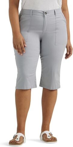 Lee Women's Plus Size Ultra Lux Comfort with Flex-to-Go Utility Skimmer Capri Pant Material Gray 22 Plus in Saudi Arabia