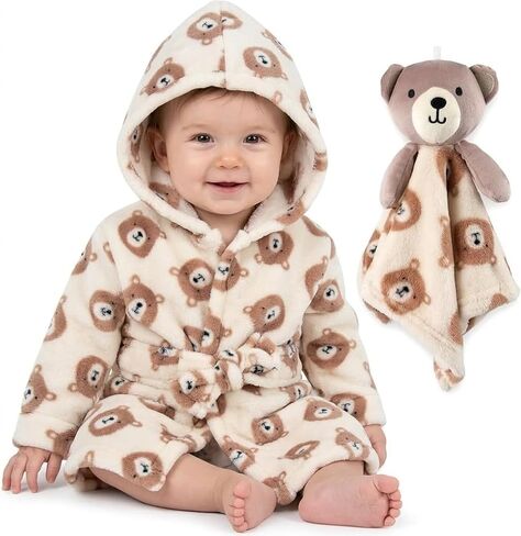 Baby Robe Set for Boys & Girls 0-9 Months - Hooded Robe & Lovey Gift Set in Kuwait