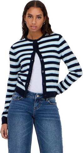 Forever 21 Women’s Striped Cardigan Sweater – Classic Knit Long Sleeve Button Front Layer for Casual and Everyday Wear in Saudi Arabia