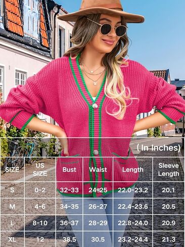 Kaei&Shi V Neck Cardigan with Pockets,Button Sweater Coats for Women,Color Block Oversized Fall Cardigans in Saudi Arabia