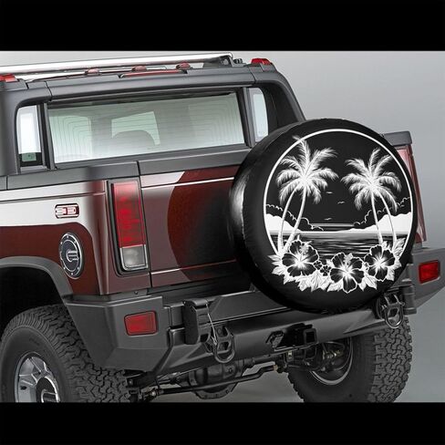 Tropical Beach Sunset View Palm Trees Spare Tire Cover Wheel Protectors Dust-Proof Wheel Tire Cover Fit Trailer, Rv, Sand Many Vehicle 17inch in Saudi Arabia