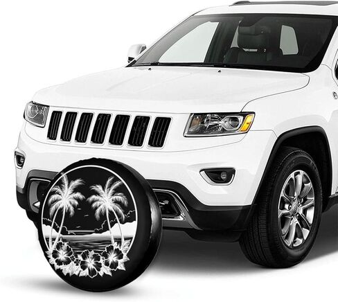 Tropical Beach Sunset View Palm Trees Spare Tire Cover Wheel Protectors Dust-Proof Wheel Tire Cover Fit Trailer, Rv, Sand Many Vehicle 17inch in Saudi Arabia