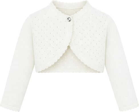 Lilax Baby Girls' Knit Long Sleeve One Button Closure Bolero Shrug in Kuwait